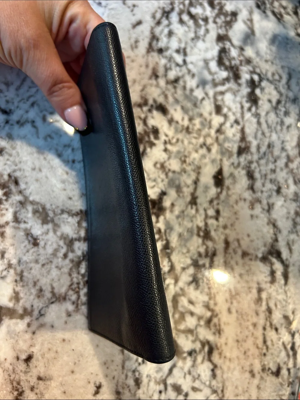 Saint Laurent Black Leather Wallet with Gold Corner Hardware EUC